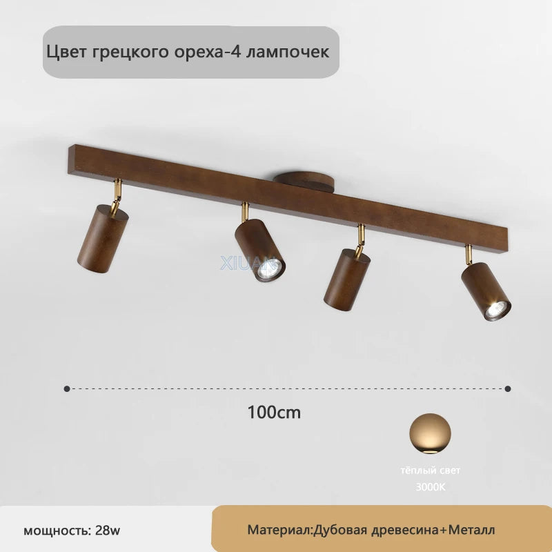 Japanese Wood Chandelier Spotlight | Adjustable Indoor Hallway & Living Room Light