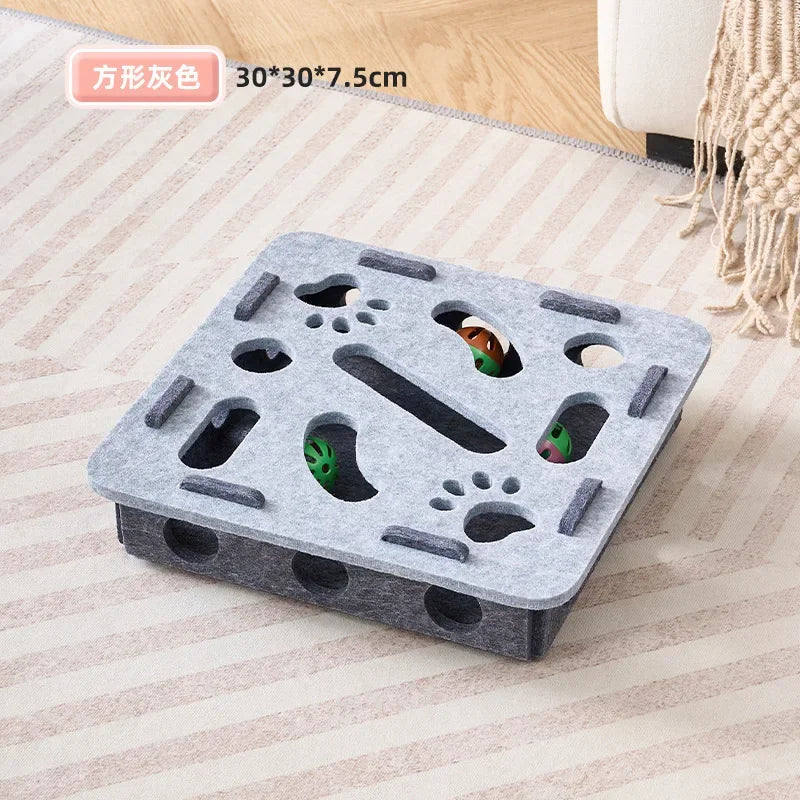 Felt Puzzle Box Cat Exercise Toy | Interactive Ball Hunting Toy for Indoor Cats