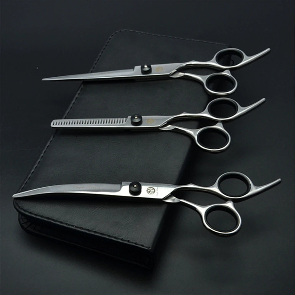 Stainless Steel Dog Grooming Scissors Set | Cutting, Thinning & Curved Shears