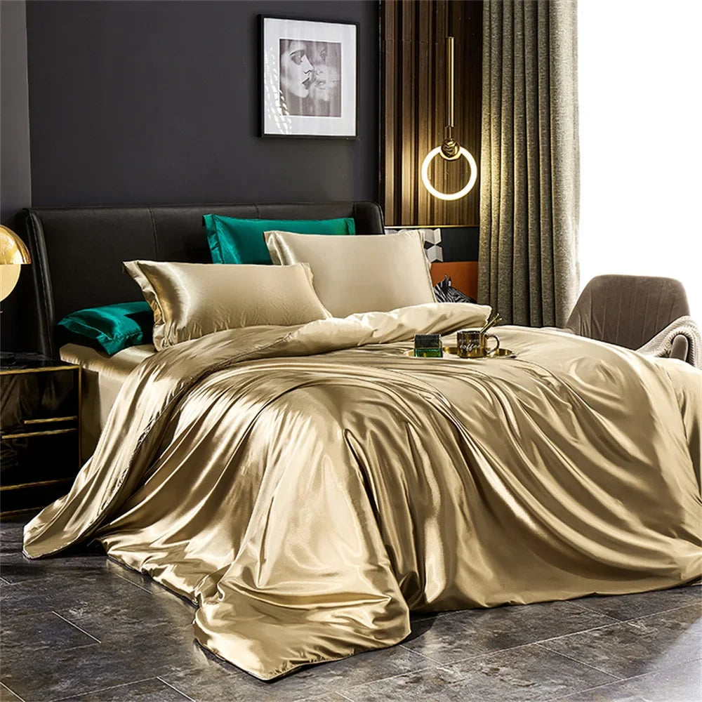 Luxury Satin Silk Bedding Set | Duvet Cover, Sheet & Pillowcases King Queen Twin