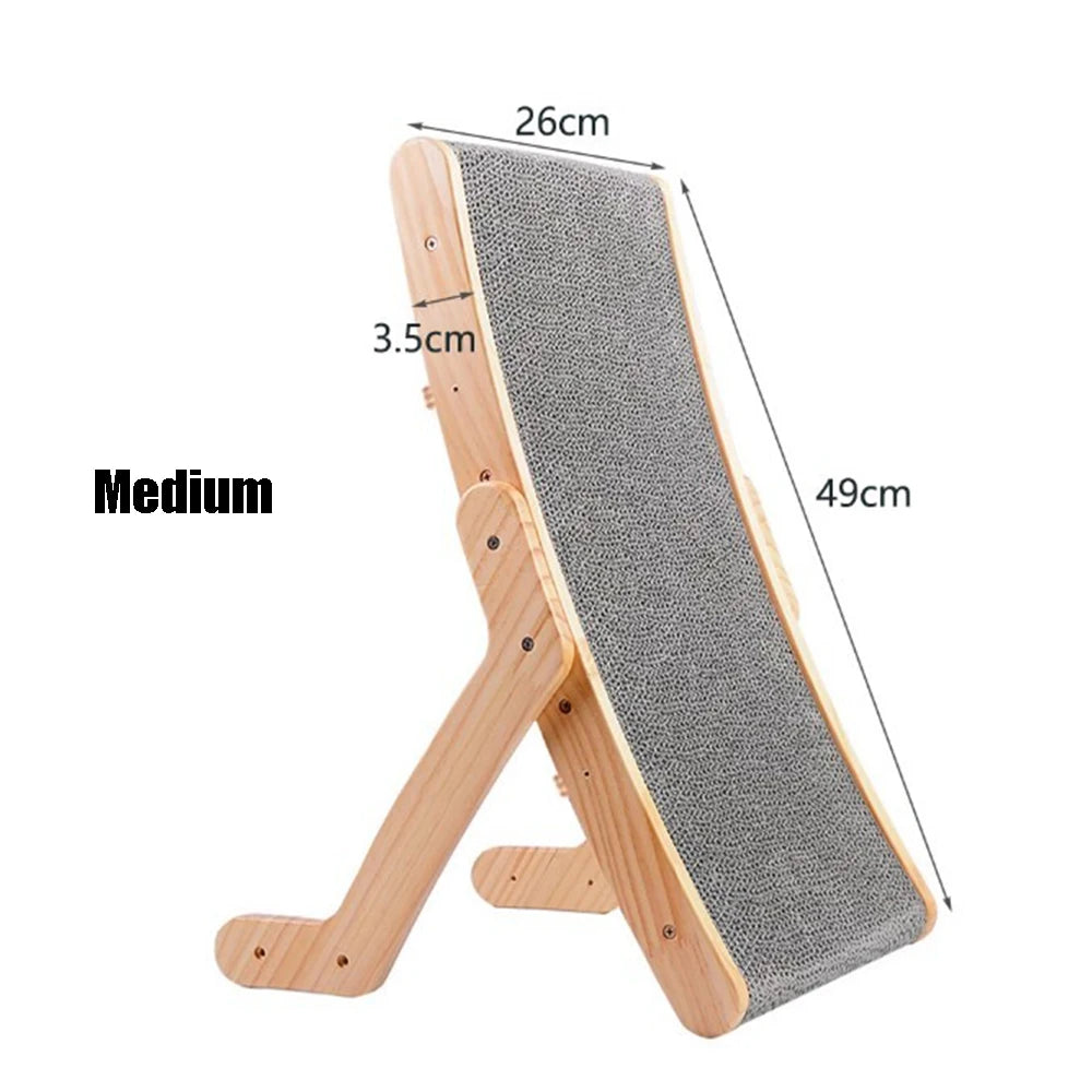 3-in-1 Wood Cat Scratch Board Bed | Vertical Nail Grinding Scraper Mat