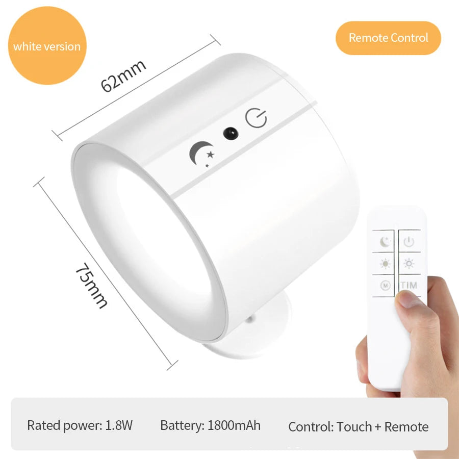 Touch Control LED Wall Sconce | 360° Rotatable Double Head 3-Color Bedroom Light