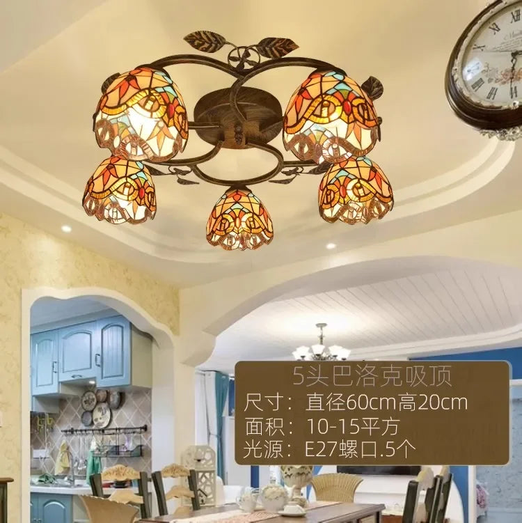 European Baroque Glass Chandelier | Retro Pendant Ceiling Lamp for Bedroom & Villa