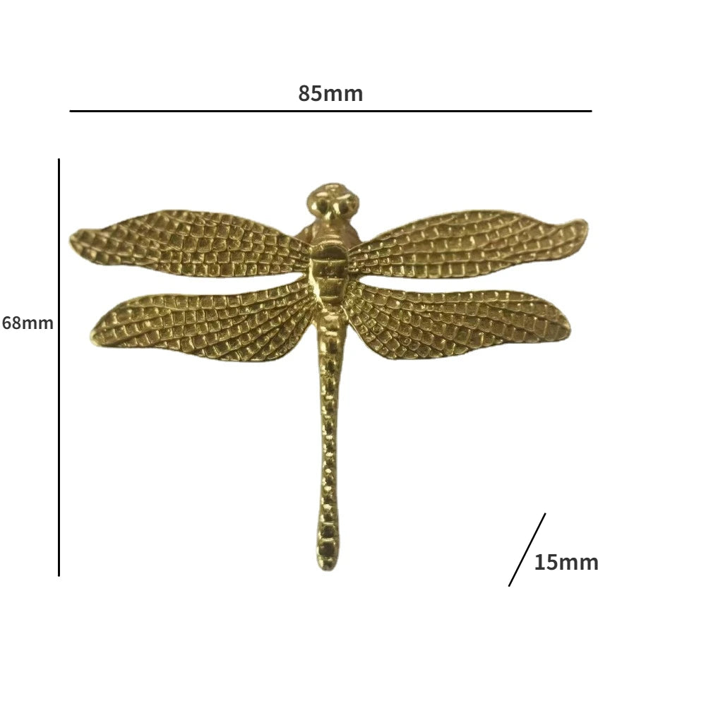 Nordic Gold Dragonfly Brass Cabinet Pull | Luxury Single Hole Kitchen Drawer Handle