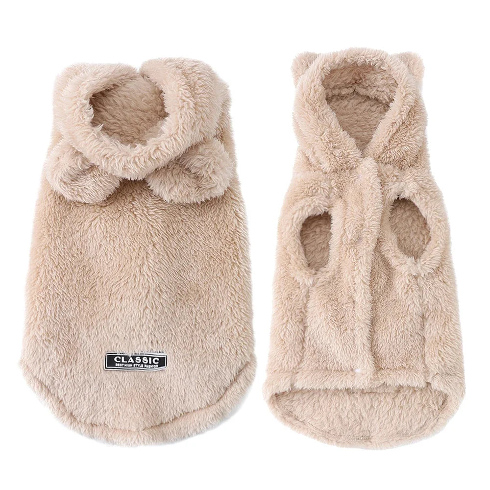 Soft Fleece Dog Hoodie Jacket | Warm Autumn Winter Coat for Small & Medium Dogs