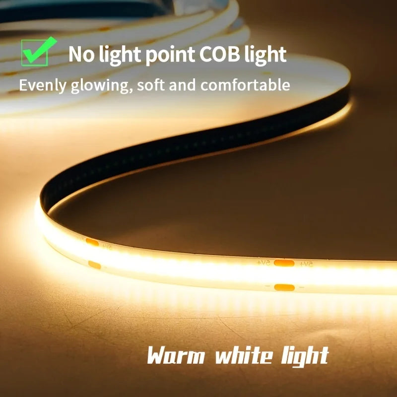 USB LED COB Light Strip with Touch Dimmer | Flexible Indoor TV & Wall Backlight