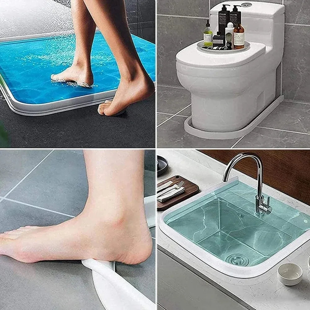Silicone Bendable Water Retaining Strip | Shower Barrier for Bathroom & Kitchen