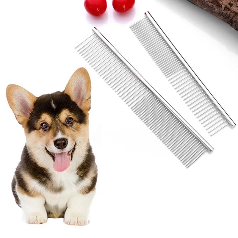 Stainless Steel Dog Dematting Comb | Fur Removal Brush for Long & Thick Hair