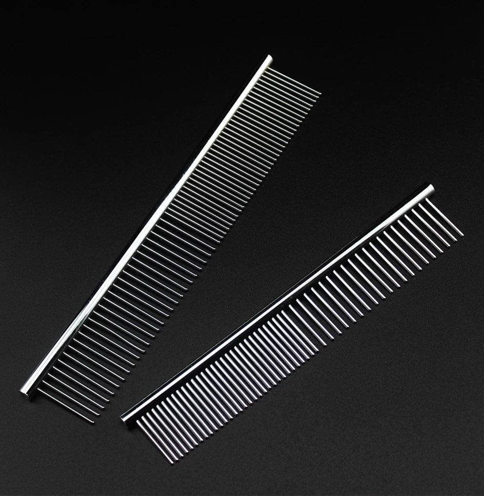 Stainless Steel Dog Dematting Comb | Fur Removal Brush for Long & Thick Hair