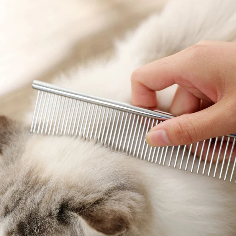 Stainless Steel Dog Dematting Comb | Fur Removal Brush for Long & Thick Hair