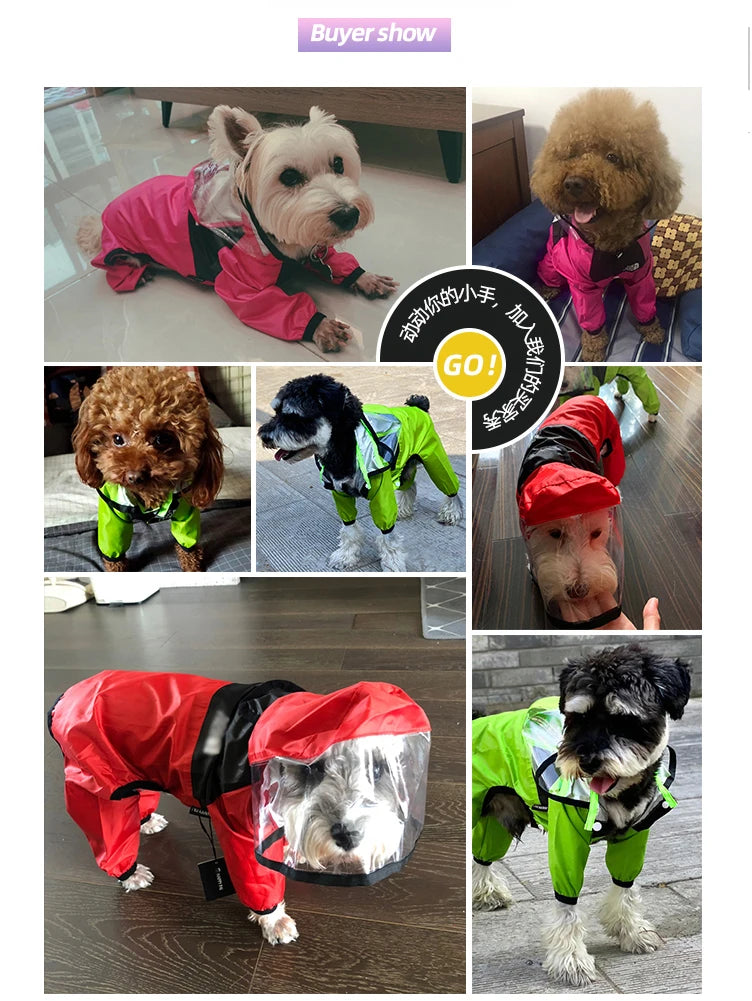 Waterproof Dog Raincoat Jumpsuit | Water Resistant Pet Jacket