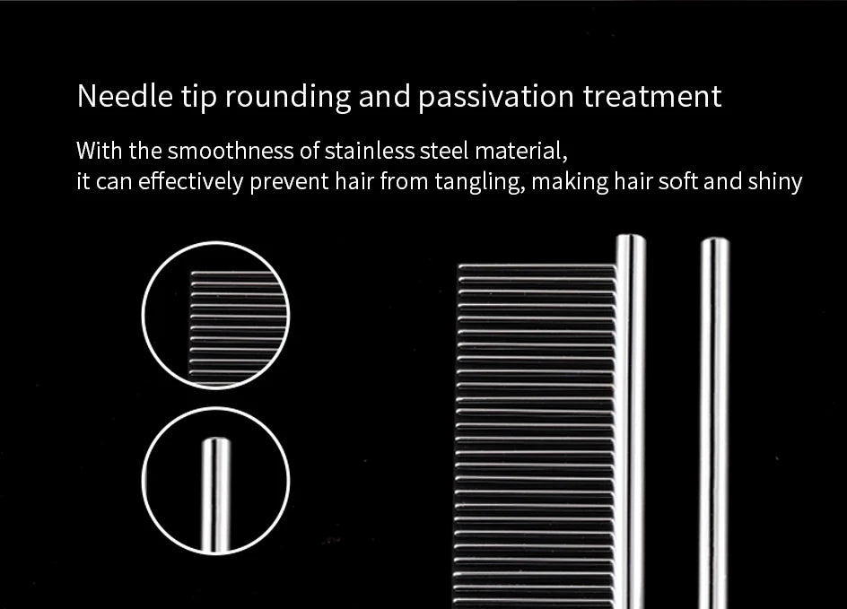 Stainless Steel Dog Dematting Comb | Fur Removal Brush for Long & Thick Hair