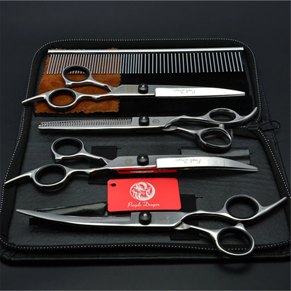 Stainless Steel Dog Grooming Scissors Set | Cutting, Thinning & Curved Shears