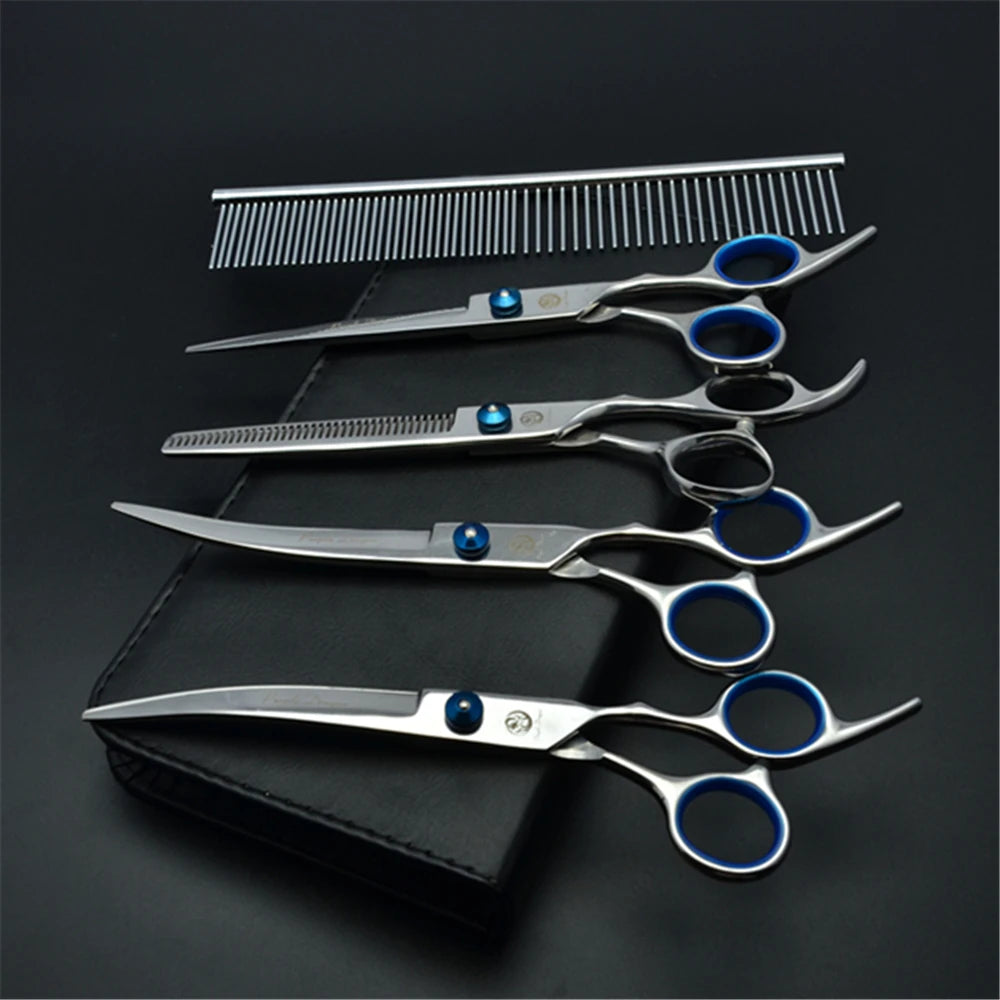 Stainless Steel Dog Grooming Scissors Set | Cutting, Thinning & Curved Shears