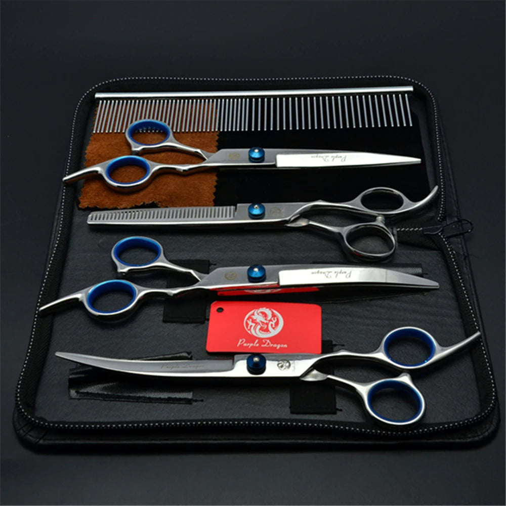 Stainless Steel Dog Grooming Scissors Set | Cutting, Thinning & Curved Shears