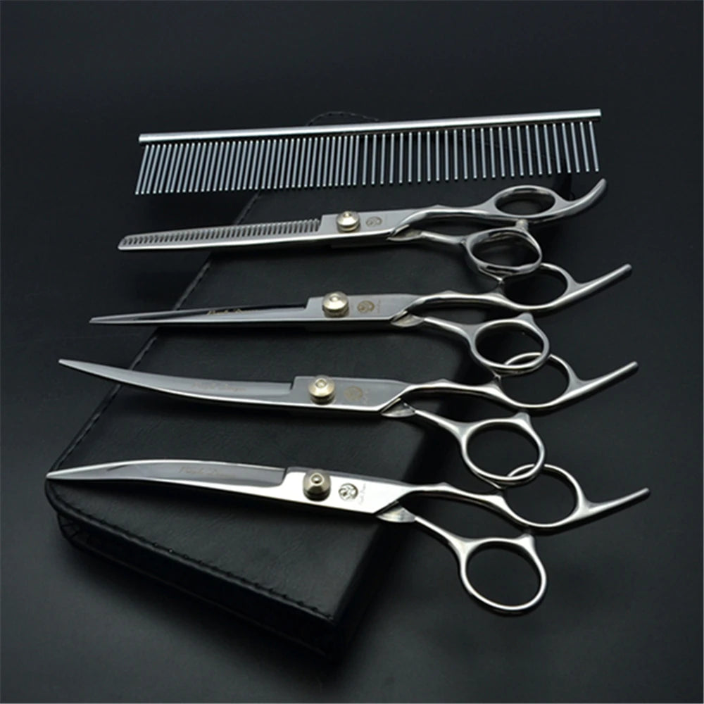 Stainless Steel Dog Grooming Scissors Set | Cutting, Thinning & Curved Shears