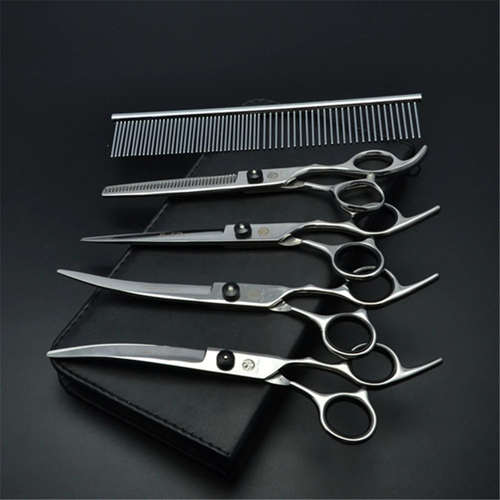 Stainless Steel Dog Grooming Scissors Set | Cutting, Thinning & Curved Shears