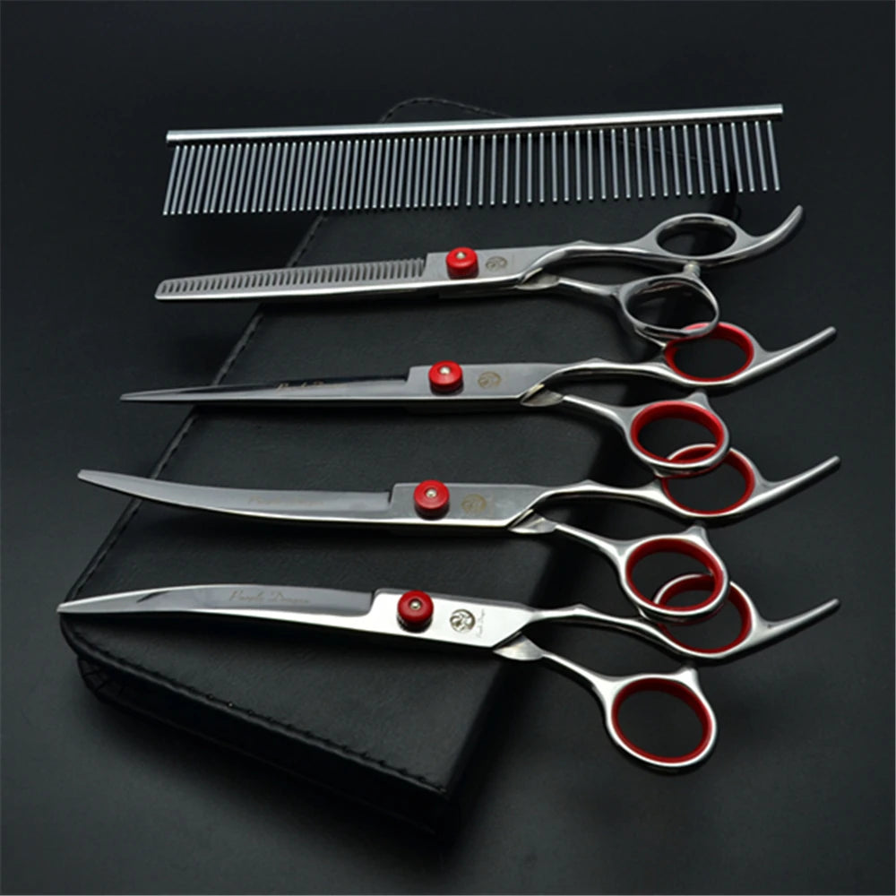 Stainless Steel Dog Grooming Scissors Set | Cutting, Thinning & Curved Shears