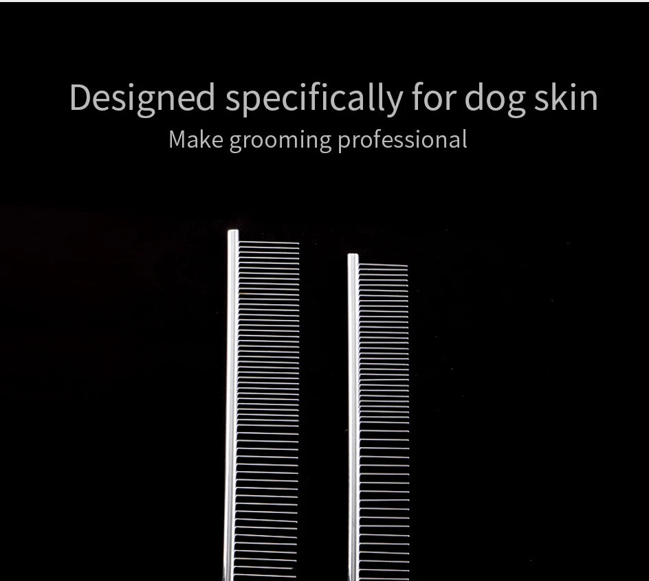 Stainless Steel Dog Dematting Comb | Fur Removal Brush for Long & Thick Hair