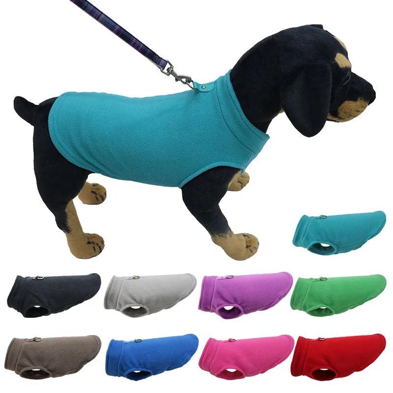 Warm Fleece Dog Jacket Vest with D-Ring