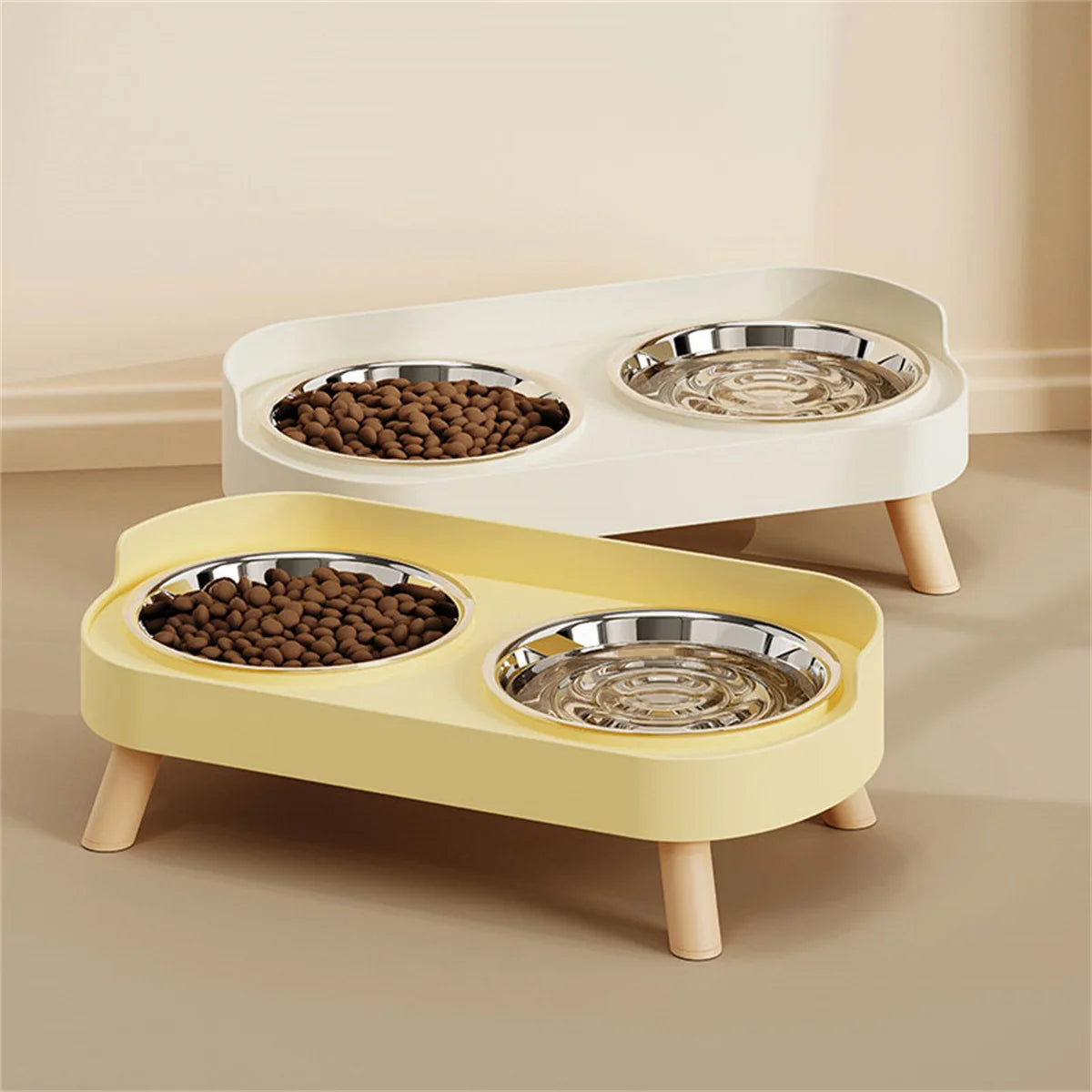 Colorful Stainless Steel Dog Double Bowl | Large Capacity Food & Water Feeder