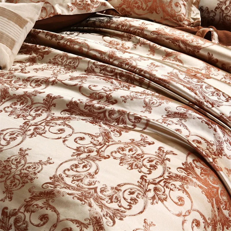 Luxury Satin Jacquard Duvet Cover Set | European Wedding Bedding King Queen Size