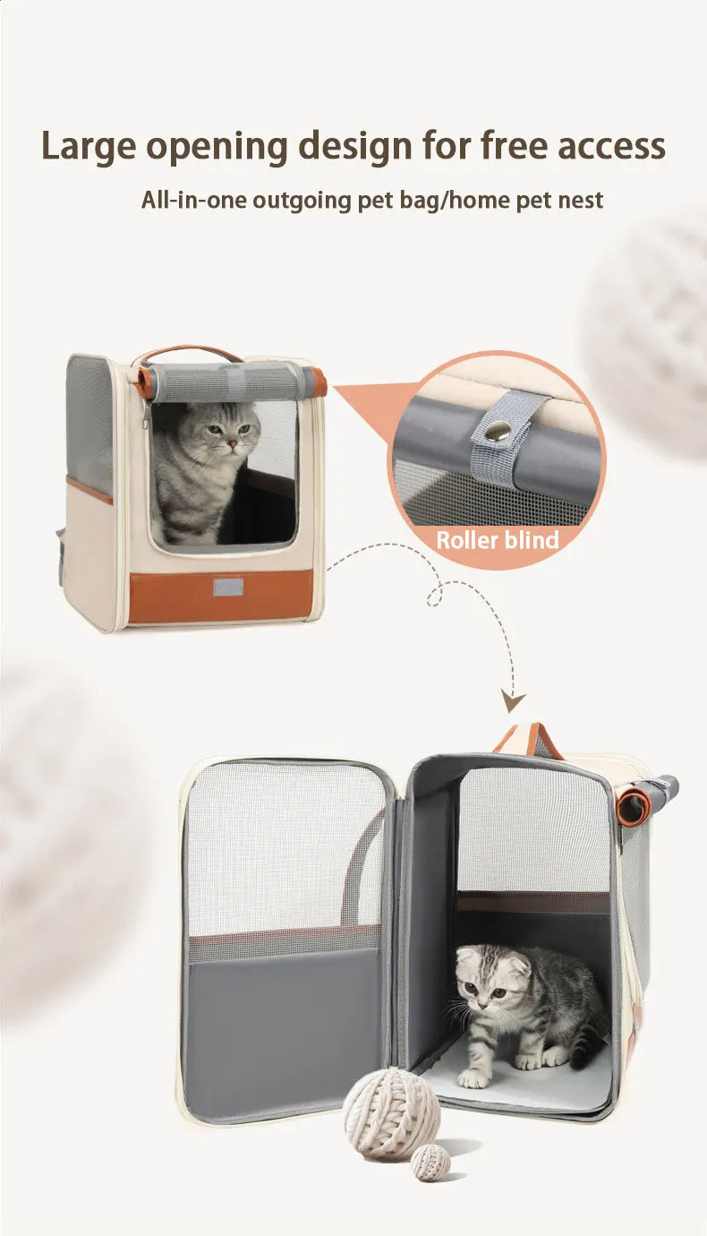 Fashionable Pet Backpack Carrier | Spacious & Breathable Bag for Cats & Dogs