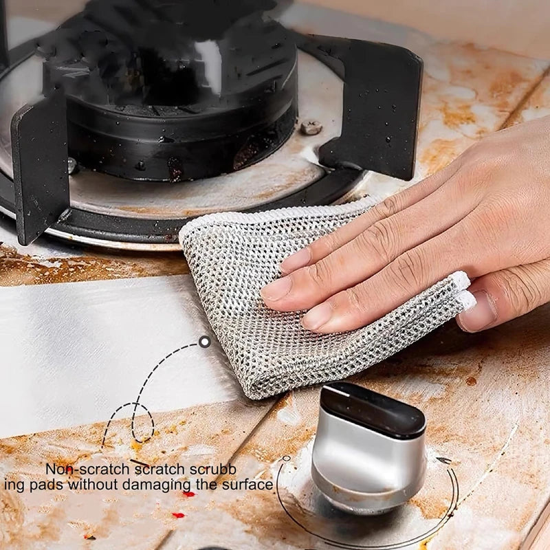 Magic Double-Sided Steel Wire Cleaning Cloth | Thickened Kitchen Dish & Pot Washing Rag