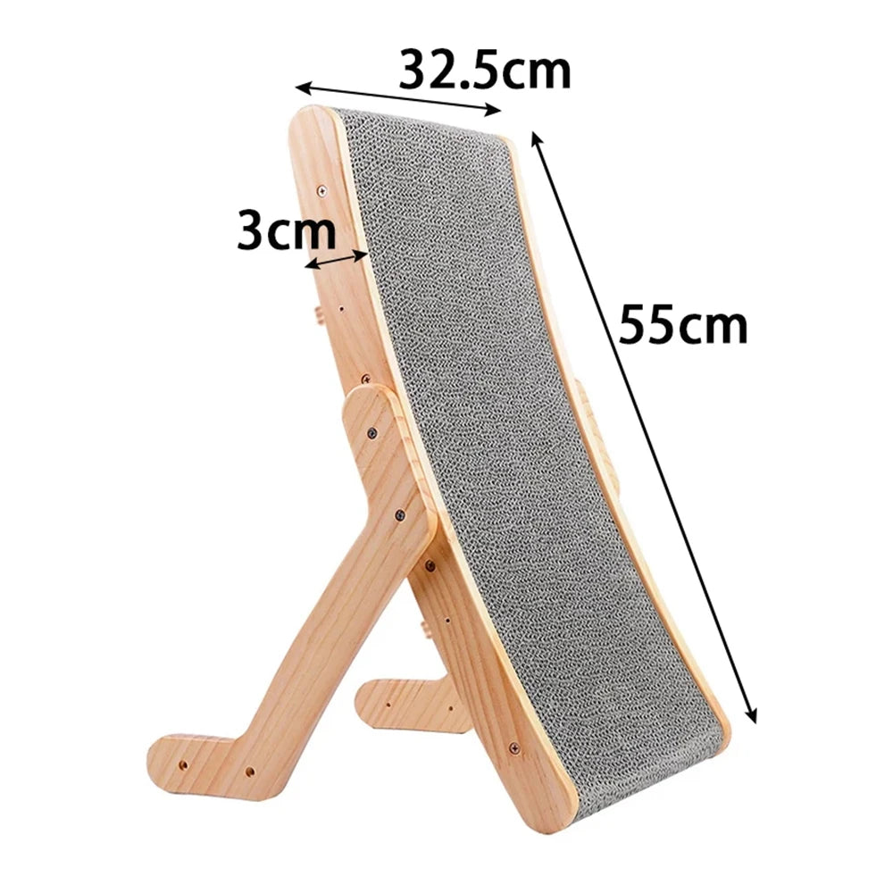 3-in-1 Wood Cat Scratch Board Bed | Vertical Nail Grinding Scraper Mat