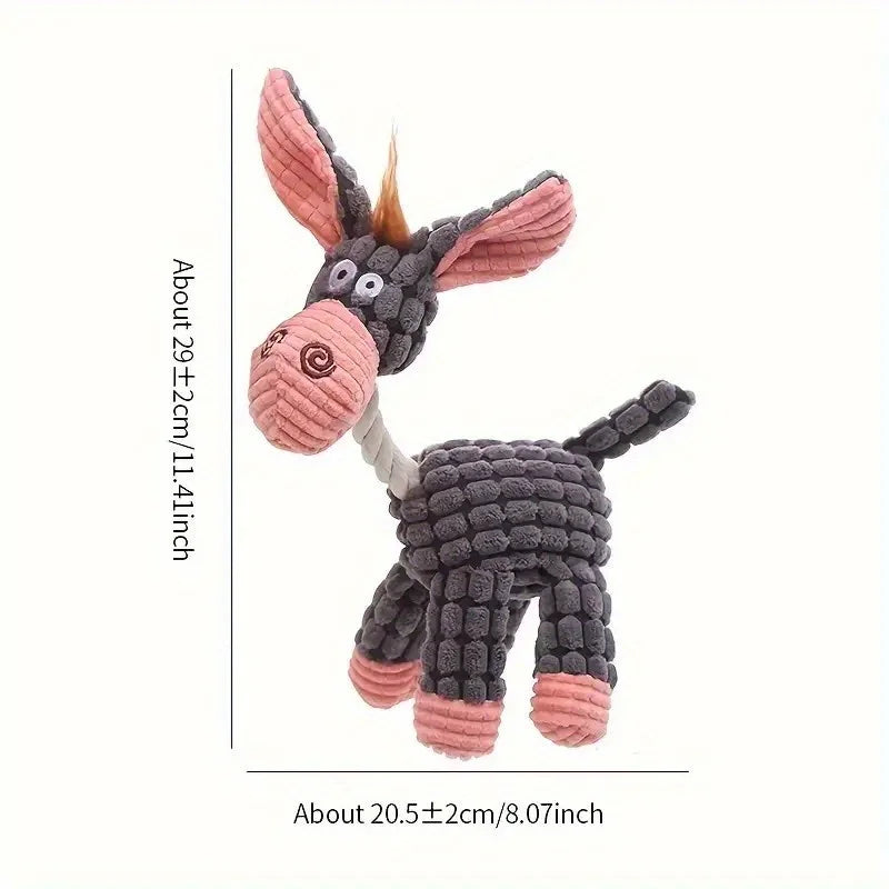 Plush Squeaky Donkey Dog Chew Toy | Interactive Teething Toy for Small Dogs