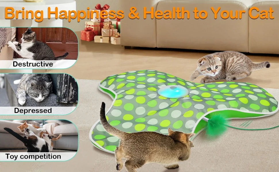 Smart Hide & Seek Cat Toy | Motion Activated Mouse & Feather Kitten Teaser