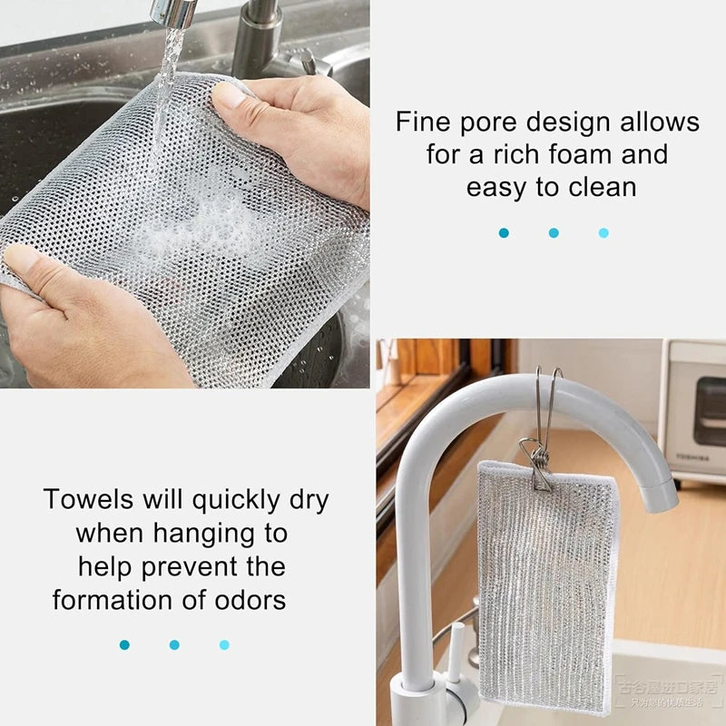 Magic Double-Sided Steel Wire Cleaning Cloth | Thickened Kitchen Dish & Pot Washing Rag