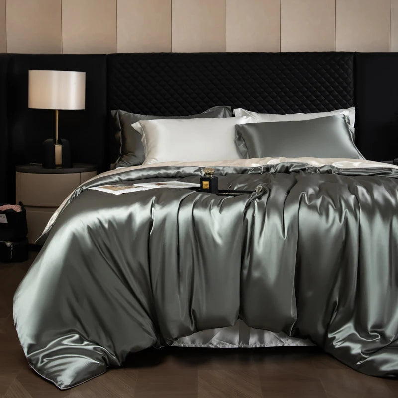 Silk Rayon Luxury Bedding Set | Duvet Cover, Fitted Sheet & Pillowcases King Queen Twin