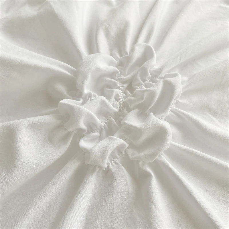 3D Twist Flower Pinch Pleated Bedding Set | Luxury Duvet Cover Queen & Double Size