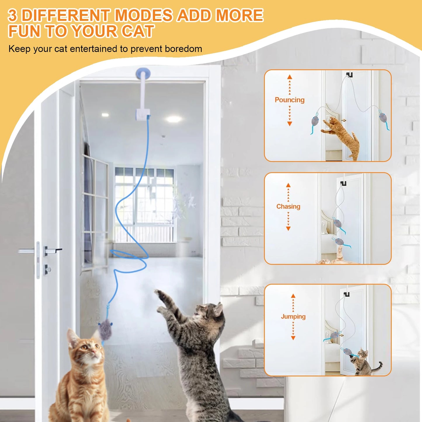 Automatic Retractable Door Hanging Cat Toy | Self-Play Exercise Toy for Kittens