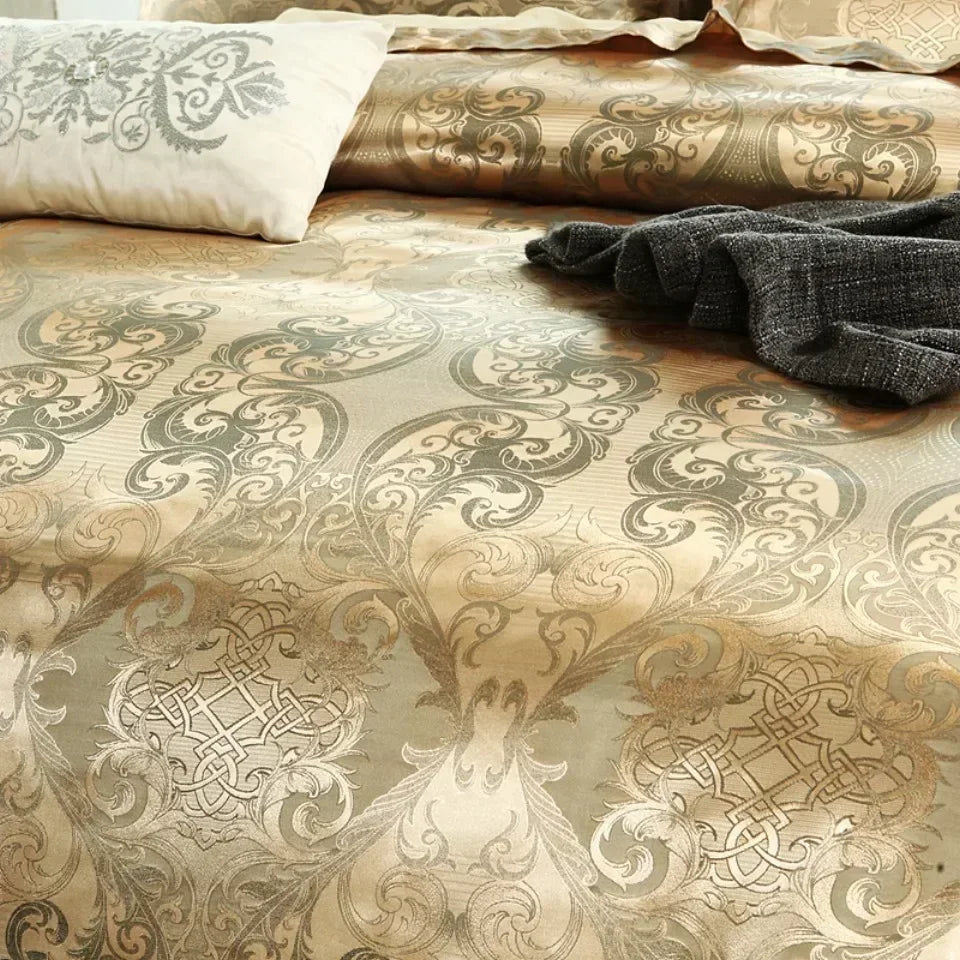 Luxury Satin Jacquard Duvet Cover Set | European Wedding Bedding King Queen Size