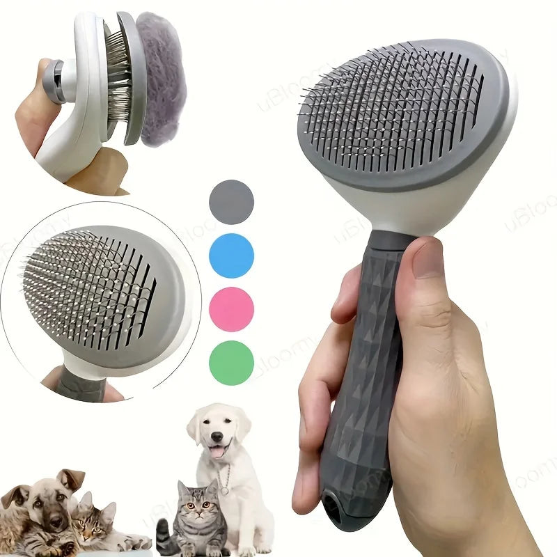 One-Click Pet Hair Removal Slicker Brush | Auto Self-Cleaning Grooming Comb