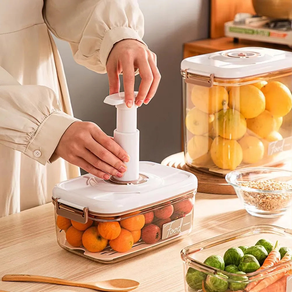 Vacuum Sealed Food Storage Container | Drainable Grain Tank Kitchen Organizer