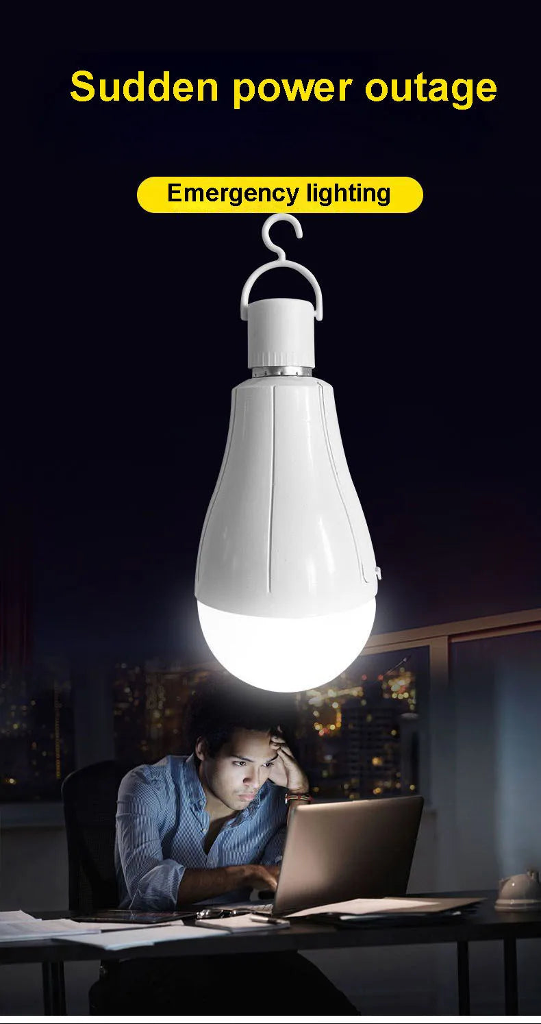 Smart Rechargeable Emergency LED Bulb | Flicker-Free Detachable Hook Light