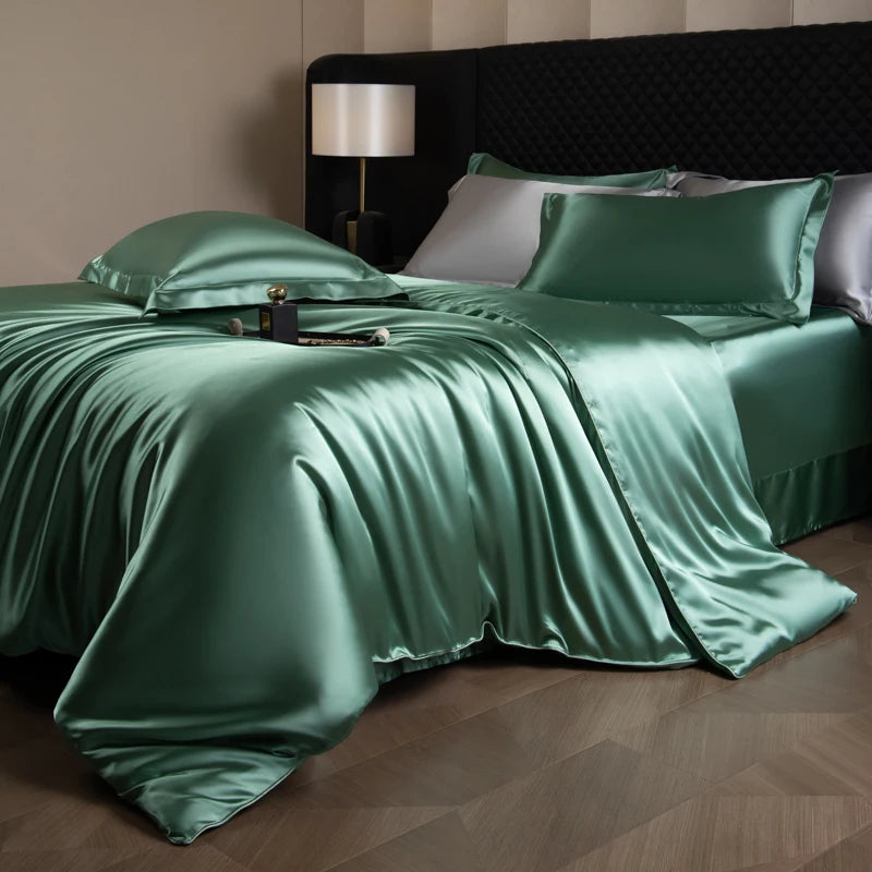 Silk Rayon Luxury Bedding Set | Duvet Cover, Fitted Sheet & Pillowcases King Queen Twin