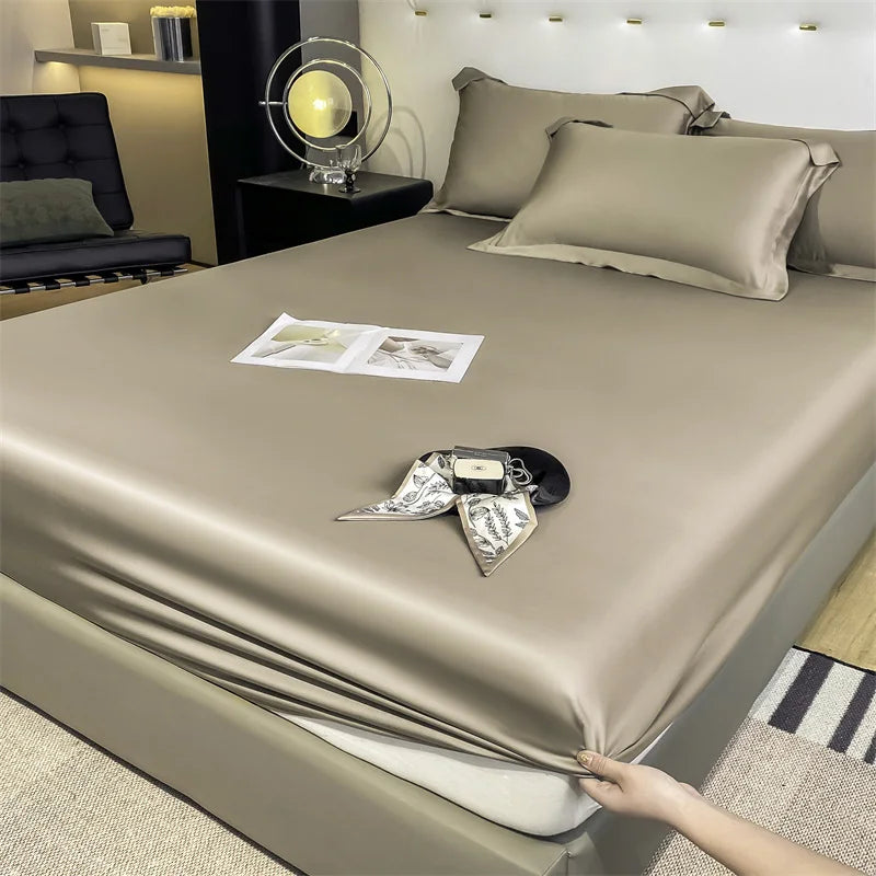 Natural Mulberry Silk Fitted Sheet | Luxury Mattress Cover King Queen Custom Size