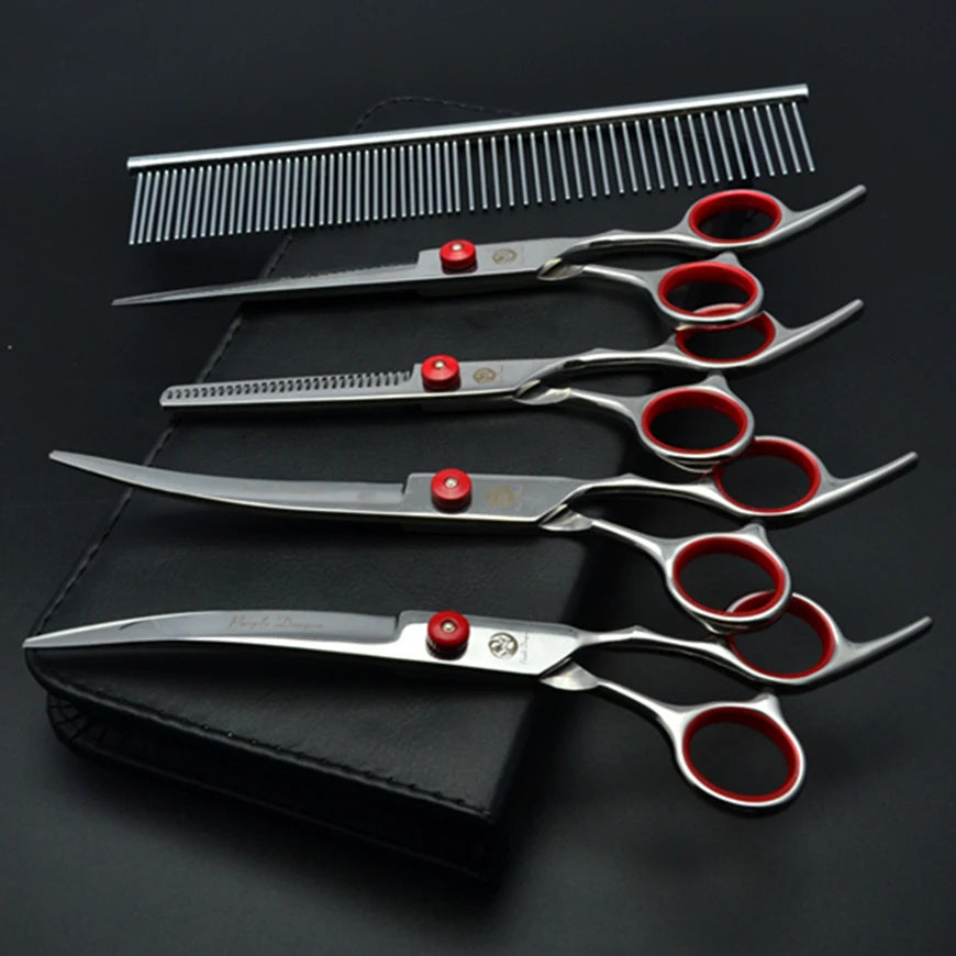 Stainless Steel Dog Grooming Scissors Set | Cutting, Thinning & Curved Shears