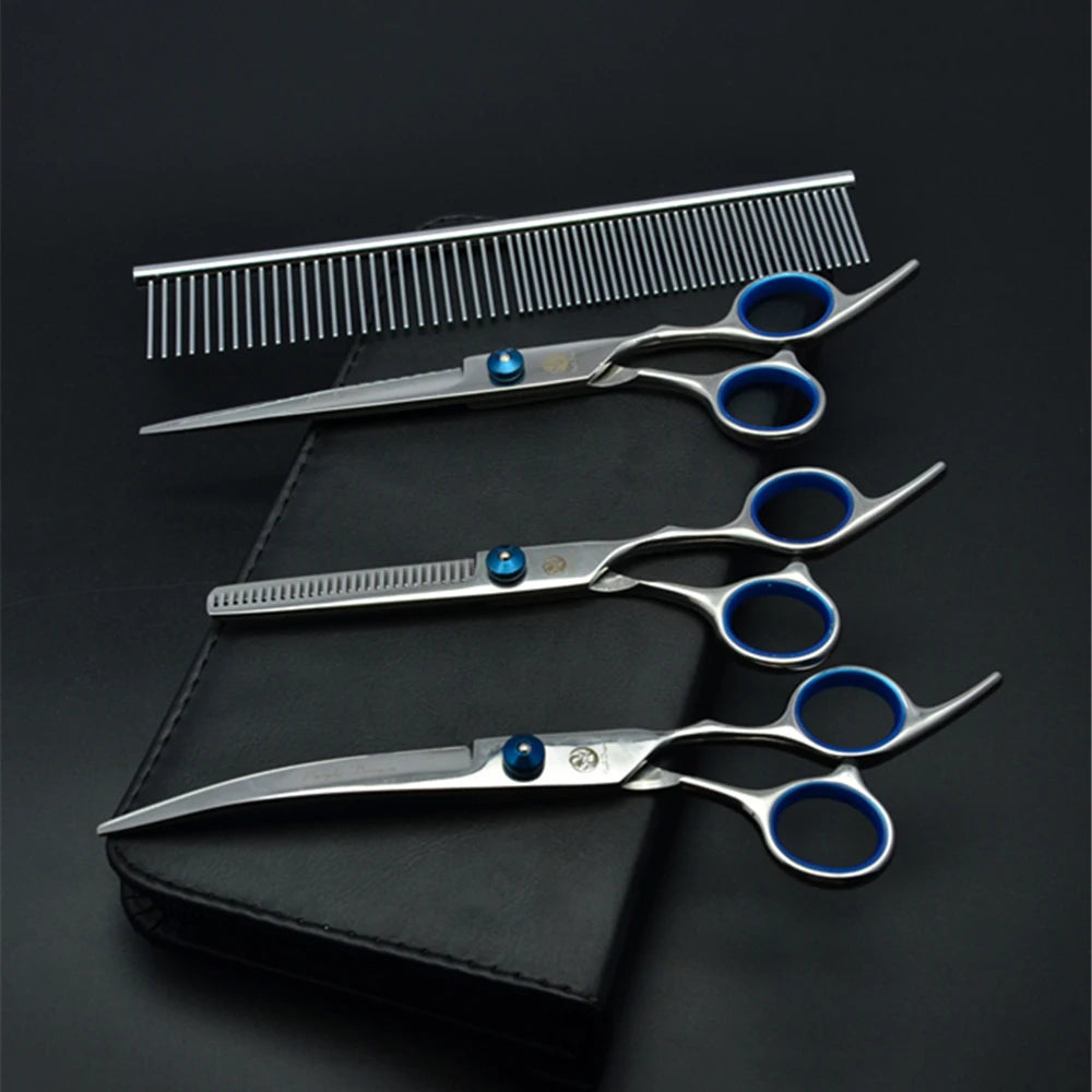 Stainless Steel Dog Grooming Scissors Set | Cutting, Thinning & Curved Shears