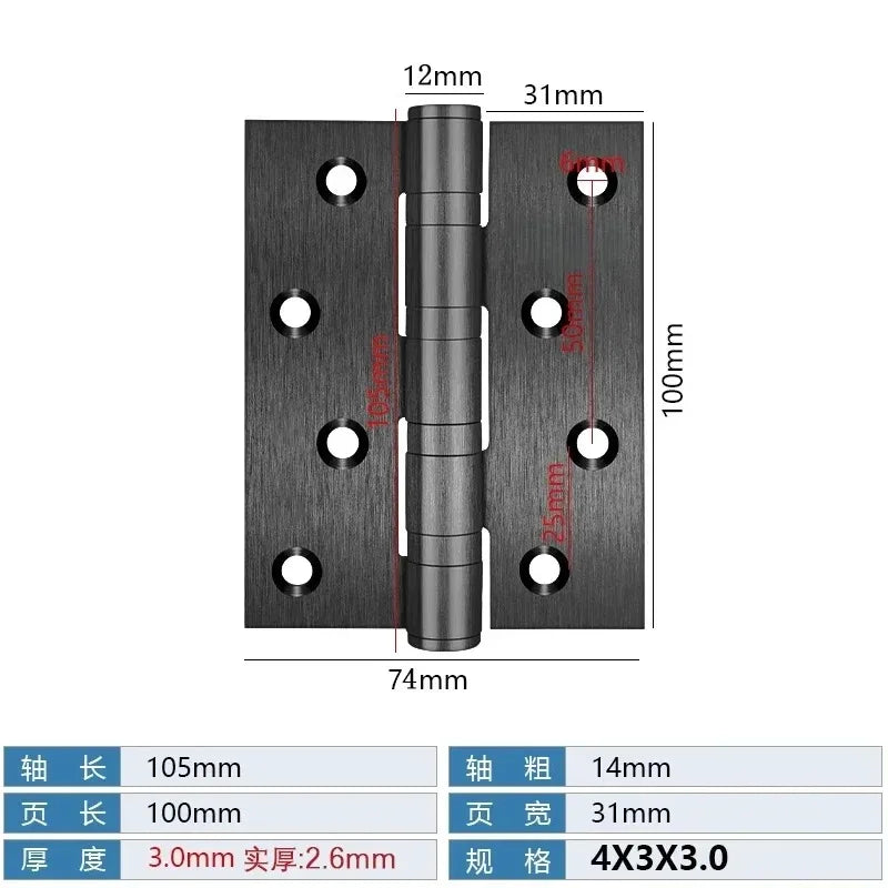 Stainless Steel Silent Door Hinge 4-Inch | Heavy Duty 3mm Thick Bearing Furniture Hardware