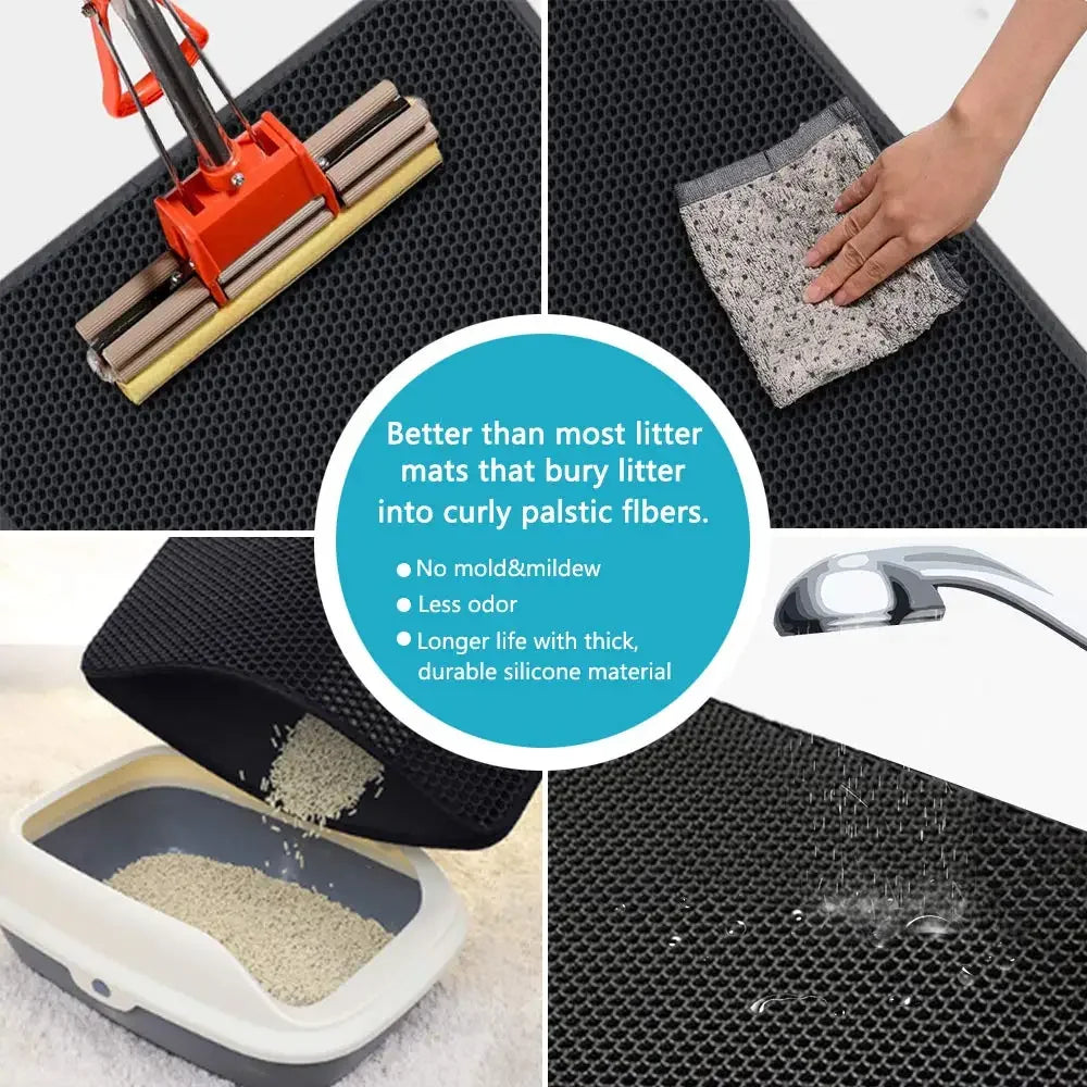 Waterproof Double Layer Cat Litter Mat | Non-Slip Washable Sand Pad with Gift