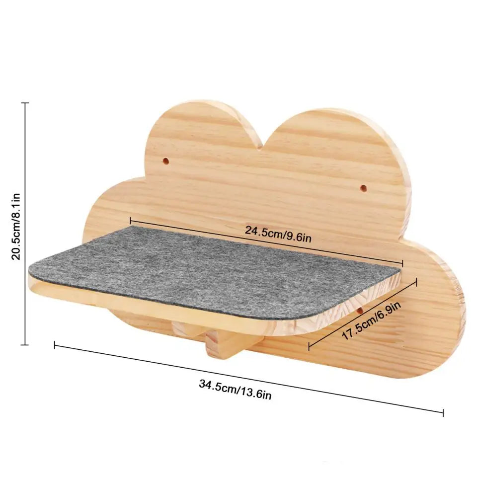 Wall Mounted Wooden Cat Tree Climbing Shelf | Sisal Rope Claw Grinding Indoor Furniture
