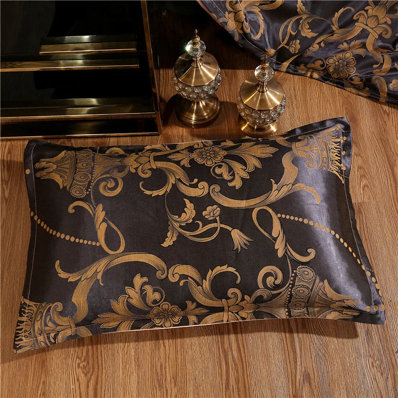 Luxury Satin Jacquard Duvet Cover Set | European Wedding Bedding King Queen Size