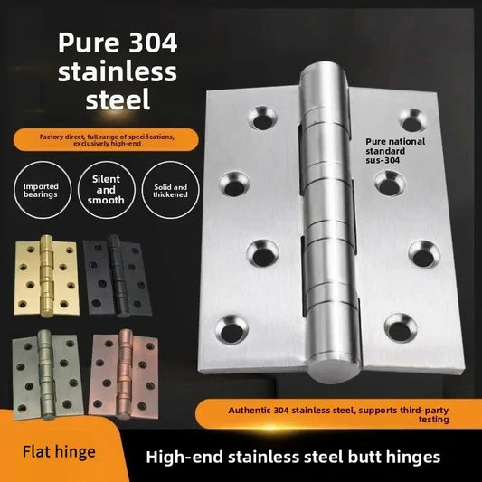 Stainless Steel Silent Door Hinge 4-Inch | Heavy Duty 3mm Thick Bearing Furniture Hardware