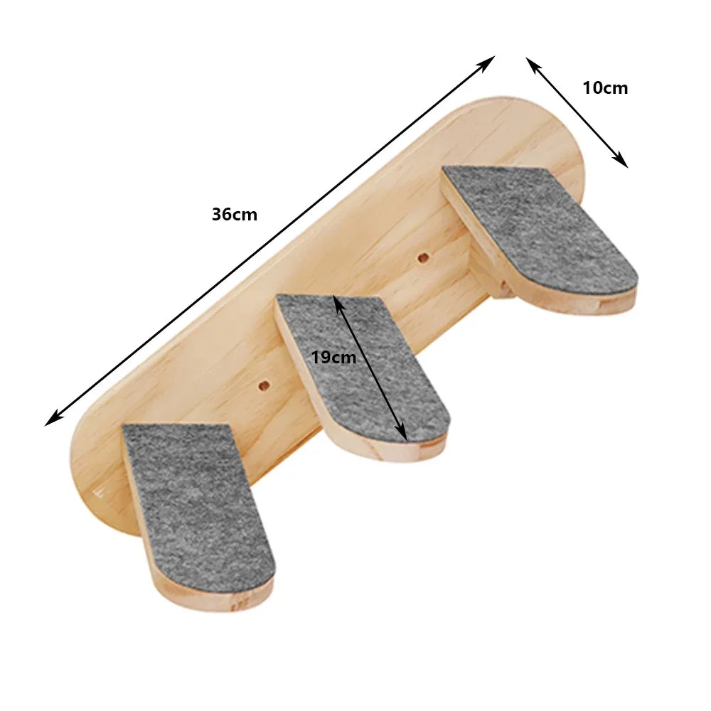 Wall Mounted Wooden Cat Tree Climbing Shelf | Sisal Rope Claw Grinding Indoor Furniture
