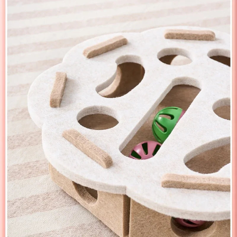 Felt Puzzle Box Cat Exercise Toy | Interactive Ball Hunting Toy for Indoor Cats